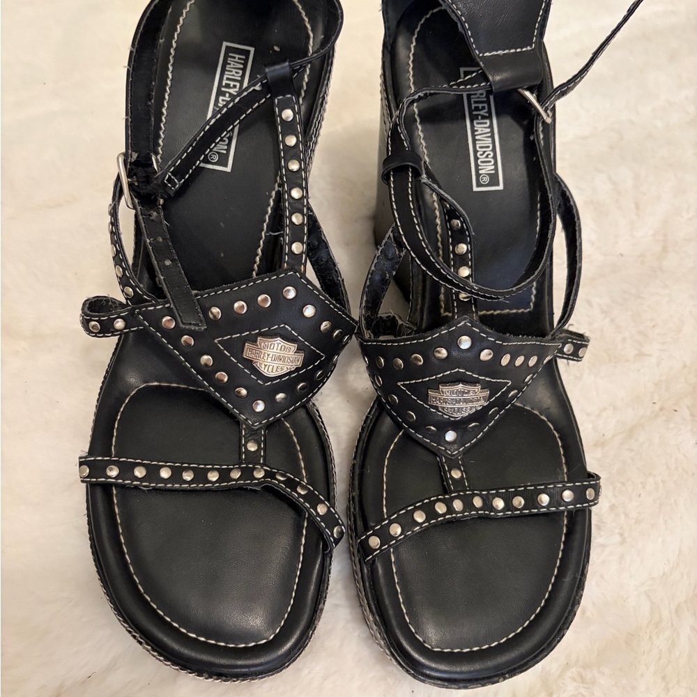 Harley-Davidson Black Studded Platform Sandals - Picture 2 of 5